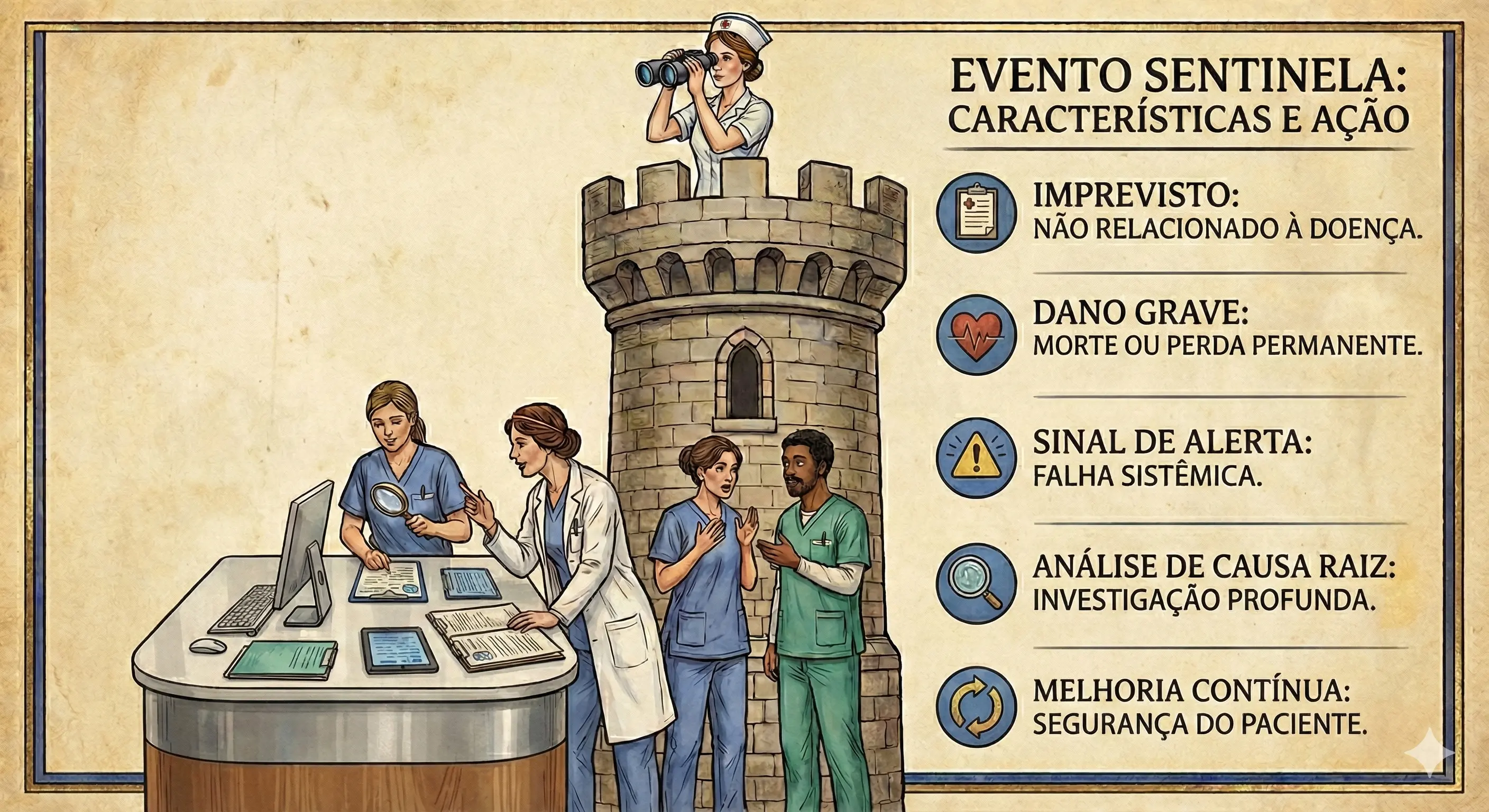 Ilustração de Evento Sentinela na Enfermagem